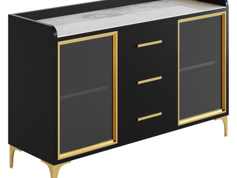 Modern Glass Door Wood Sideboard 3 Modèle 3D
