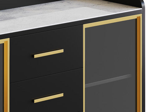 Modern Glass Door Wood Sideboard 3 Modèle 3D