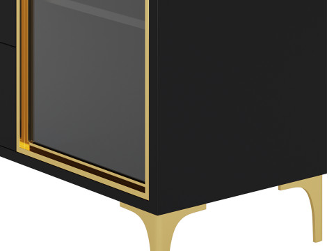 Modern Glass Door Wood Sideboard 3 Modèle 3D