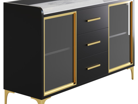 Modern Glass Door Wood Sideboard 3 Modèle 3D