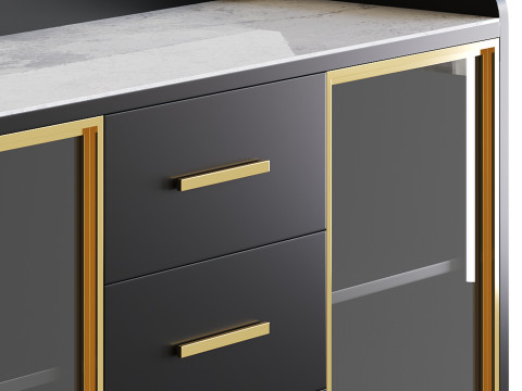 Modern Glass Door Wood Sideboard 3 Modèle 3D