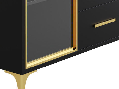 Modern Glass Door Wood Sideboard 3 Modèle 3D