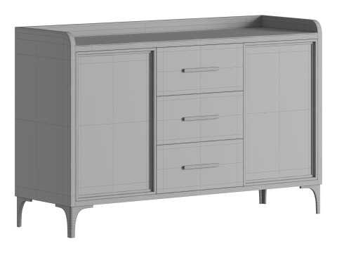 Modern Glass Door Wood Sideboard 3 Modèle 3D