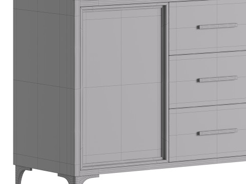 Modern Glass Door Wood Sideboard 3 Modèle 3D