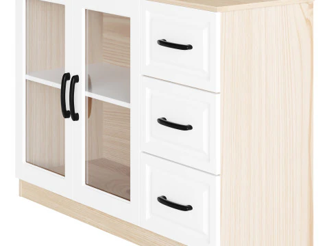 Modern Wood Buffet Cabinet 2 3D Model