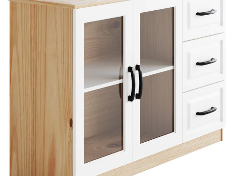 Modern Wood Buffet Cabinet 2 3D Model
