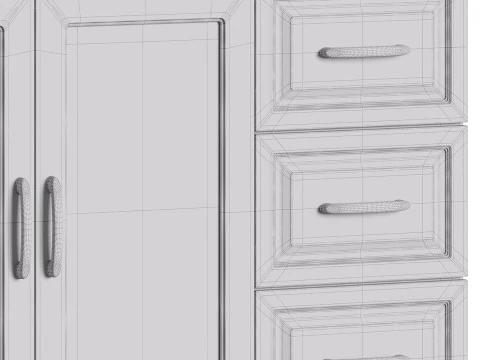 Modern Wood Buffet Cabinet 2 3D Model