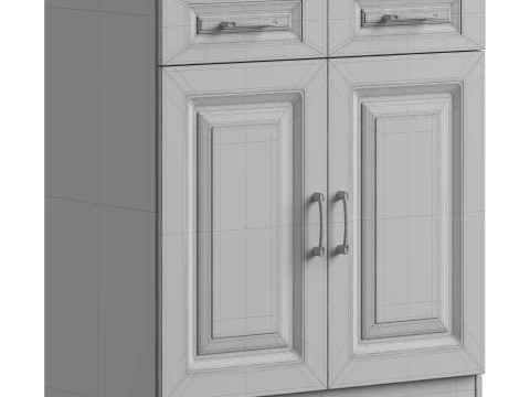 Modern Wood Sideboard Credenza 2 3D Model