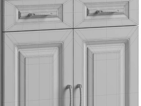 Modern Wood Sideboard Credenza 2 3D Model