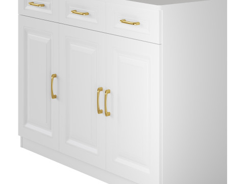 Modern Wood Sideboard Credenza 3 3D मॉडल