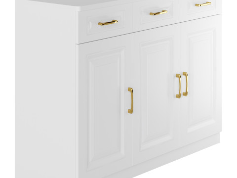 Modern Wood Sideboard Credenza 3 3D मॉडल