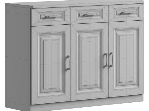 Modern Wood Sideboard Credenza 3 3D मॉडल