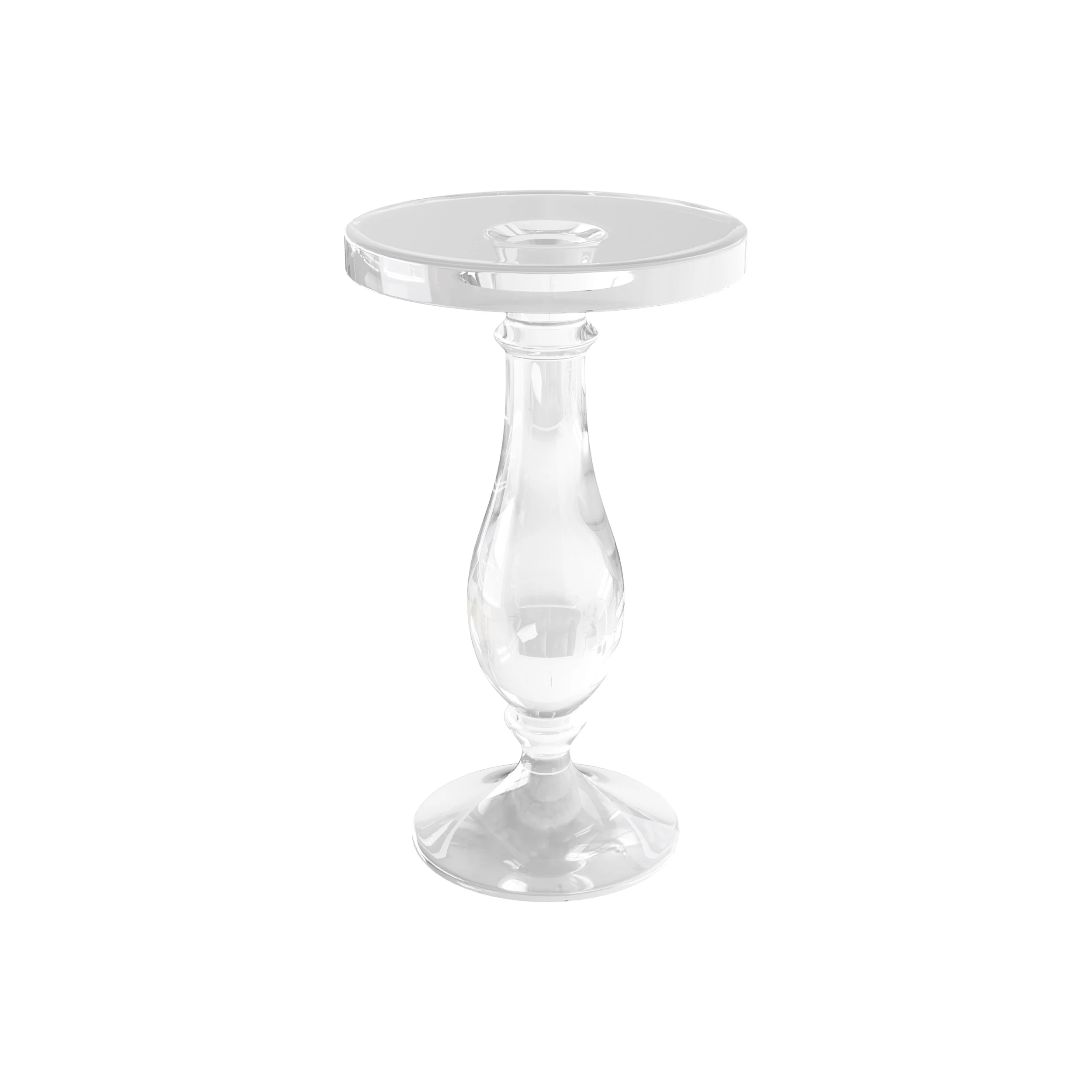 Modern Acrylic Clear Round End Table with Pedestal 3D Model .c4d .max .obj .3ds .fbx .stl .blend 