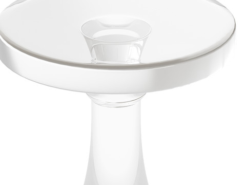 Modern Acrylic Clear Round End Table with Pedestal Modello 3D