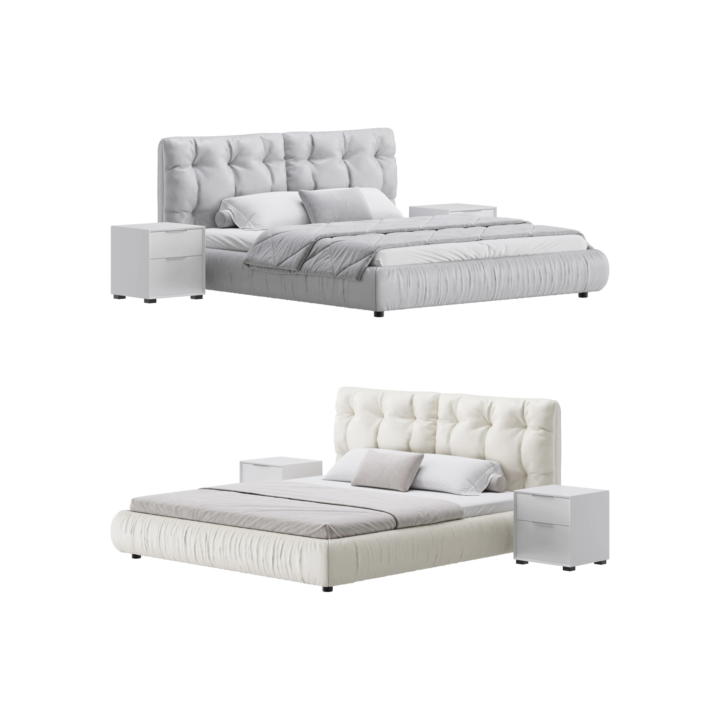 Modern Bed Frame Foam Standard Bed 3D Model .c4d .max .obj .3ds .fbx .stl .blend 