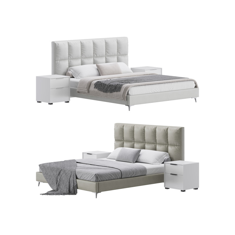 Modern Bed Upholstered Headboard Standard Bed I 3D Model .c4d .max .obj .3ds .fbx .stl .blend 