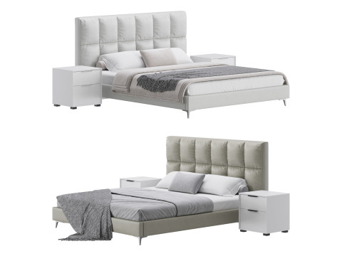 Modern Bed Upholstered Headboard Standard Bed I 3D Model