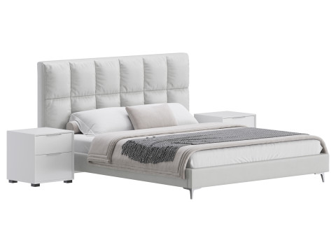 Modern Bed Upholstered Headboard Standard Bed I 3D Model