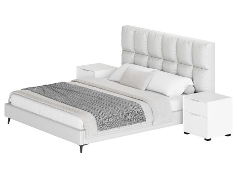 Modern Bed Upholstered Headboard Standard Bed I 3D Model