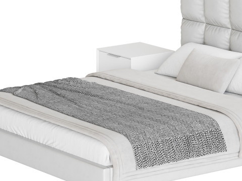 Modern Bed Upholstered Headboard Standard Bed I 3D Model