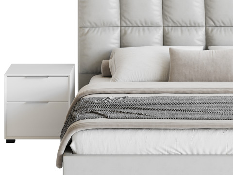 Modern Bed Upholstered Headboard Standard Bed I 3D Model