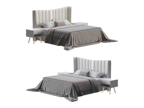 Modern Beige King Size Bed 3D Model