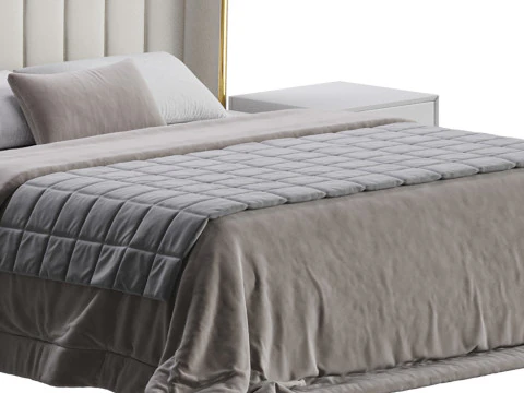 モダンなベージュのキングサイズベッド 3Dモデル