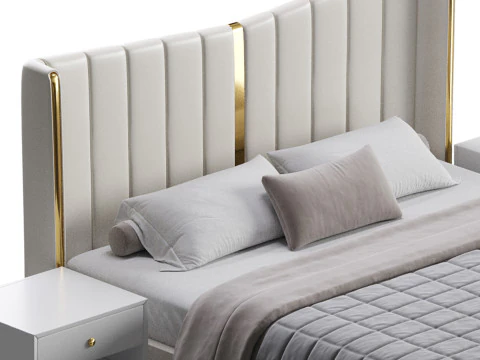 モダンなベージュのキングサイズベッド 3Dモデル