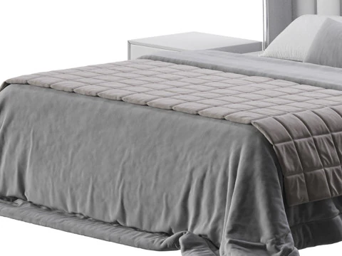 モダンなベージュのキングサイズベッド 3Dモデル