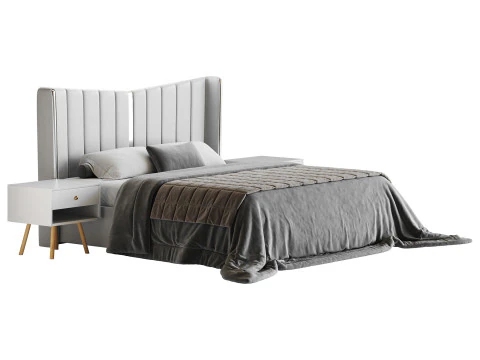 モダンなベージュのキングサイズベッド 3Dモデル