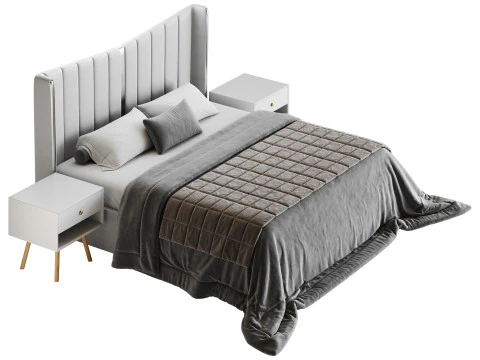 モダンなベージュのキングサイズベッド 3Dモデル