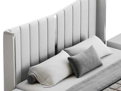 モダンなベージュのキングサイズベッド 3Dモデル