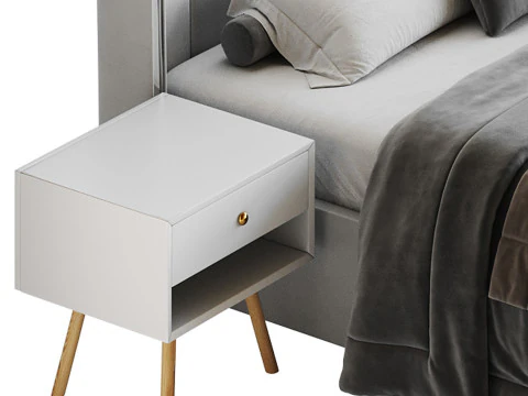 モダンなベージュのキングサイズベッド 3Dモデル