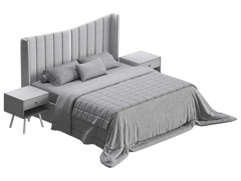 モダンなベージュのキングサイズベッド 3Dモデル