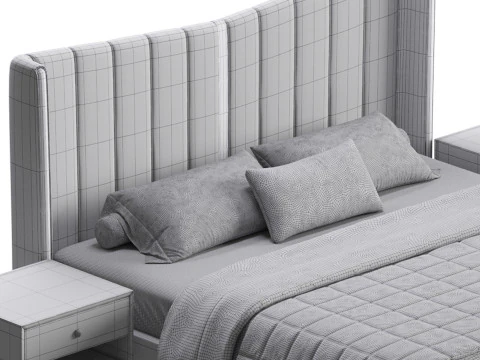 モダンなベージュのキングサイズベッド 3Dモデル
