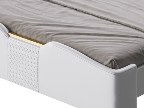 Modern Off-White Upholstered Tufted King Bed 3D Model