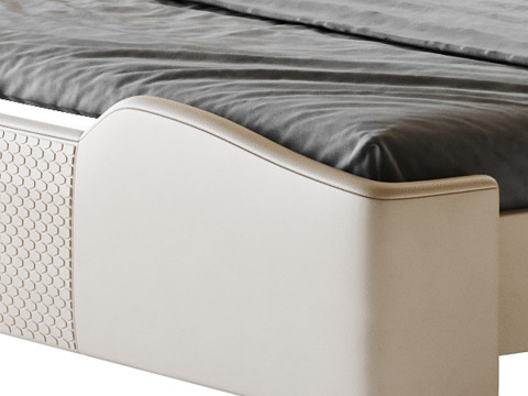 Modern Off-White Upholstered Tufted King Bed 3D Model