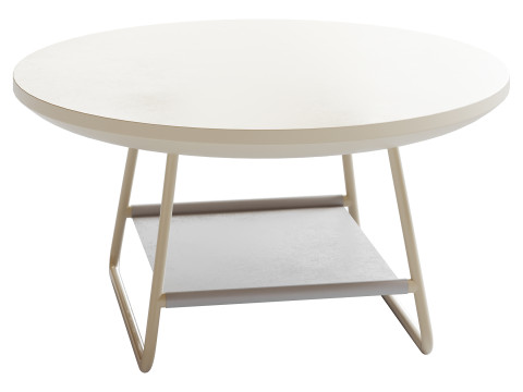 Modern Sled Round Wood Coffee Table 3D Model