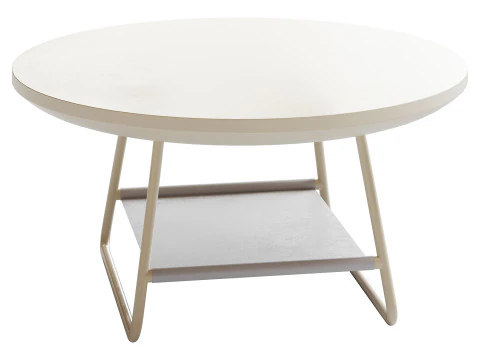 Modern Sled Round Wood Coffee Table 3D Model