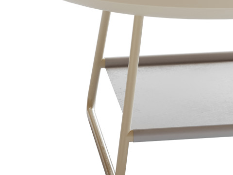 Modern Sled Round Wood Coffee Table 3D Model