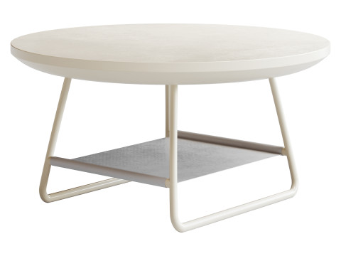 Modern Sled Round Wood Coffee Table 3D Model