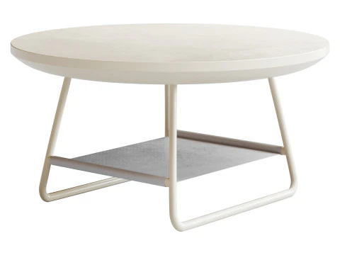 Modern Sled Round Wood Coffee Table 3D Model