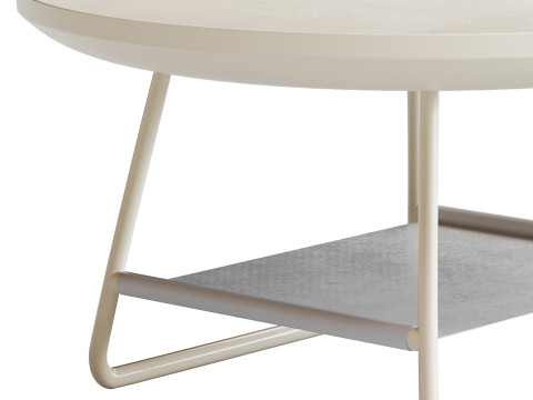 Modern Sled Round Wood Coffee Table 3D Model