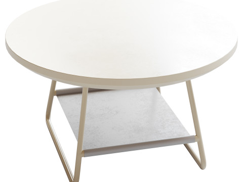 Modern Sled Round Wood Coffee Table 3D Model