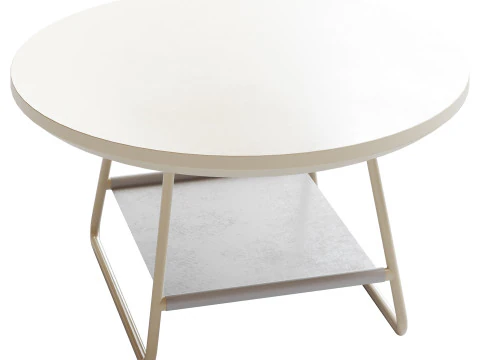 Modern Sled Round Wood Coffee Table 3D Model