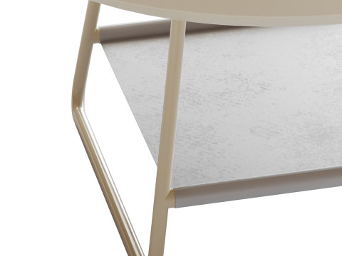 Modern Sled Round Wood Coffee Table 3D Model