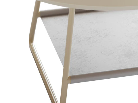 Modern Sled Round Wood Coffee Table 3D Model