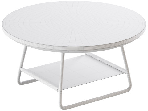 Modern Sled Round Wood Coffee Table 3D Model