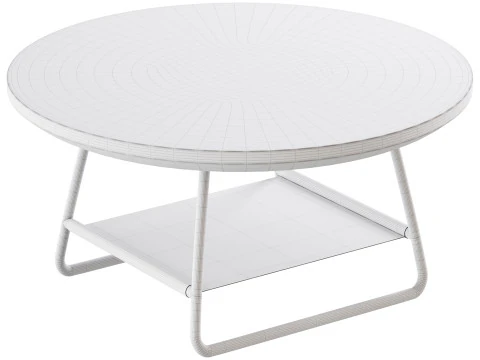 Modern Sled Round Wood Coffee Table 3D Model