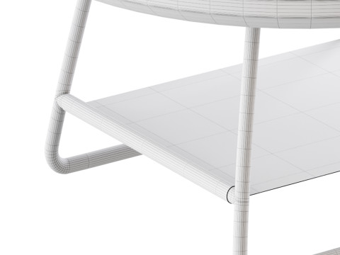 Modern Sled Round Wood Coffee Table 3D Model
